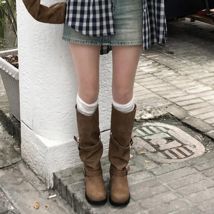 2WAYムードフローバイカーブーツ BEIGE