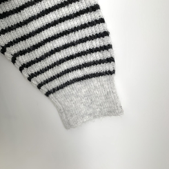 폭닥따뜻 배색 단가라 스트라이프 버튼 오버핏 울 후드 니트가디건