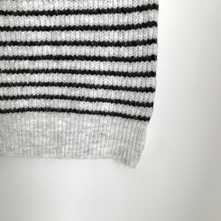 폭닥따뜻 배색 단가라 스트라이프 버튼 오버핏 울 후드 니트가디건