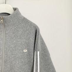 양면 후리스 펜던트 와펜 포인트 트랙 두줄 하이넥 카라 투웨이 오버핏 집업