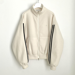 양면 후리스 펜던트 와펜 포인트 트랙 두줄 하이넥 카라 투웨이 오버핏 집업