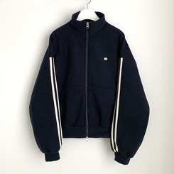 양면 후리스 펜던트 와펜 포인트 트랙 두줄 하이넥 카라 투웨이 오버핏 집업