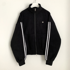 양면 후리스 펜던트 와펜 포인트 트랙 두줄 하이넥 카라 투웨이 오버핏 집업