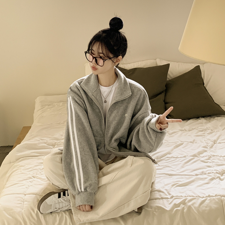 양면 후리스 펜던트 와펜 포인트 트랙 두줄 하이넥 카라 투웨이 오버핏 집업 메란지