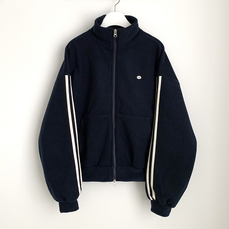 양면 후리스 펜던트 와펜 포인트 트랙 두줄 하이넥 카라 투웨이 오버핏 집업