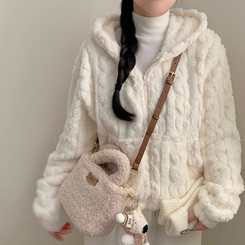 소프트 후드 후리스 플리스 자켓 집업 겨울 겨울옷 뽀글이 양털 보온 후드집업 꽈배기 아이보리