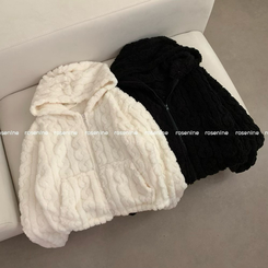 소프트 후드 후리스 플리스 자켓 집업 겨울 겨울옷 뽀글이 양털 보온 후드집업 꽈배기