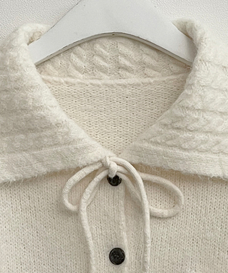 썸포켓꽈배기카라리본스트랩루즈핏니트가디건