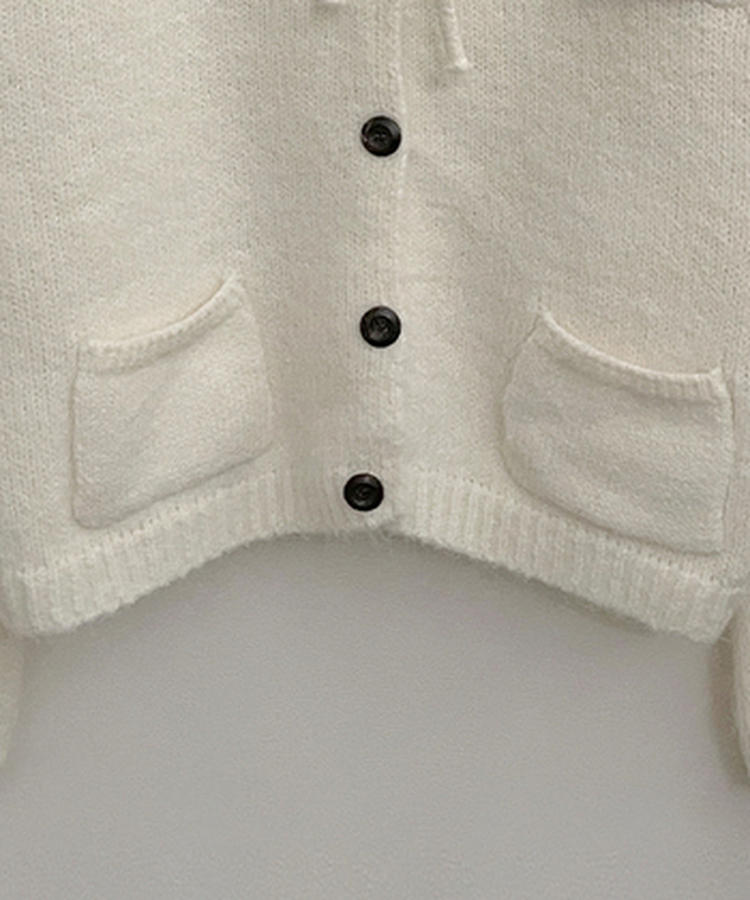 썸포켓꽈배기카라리본스트랩루즈핏니트가디건