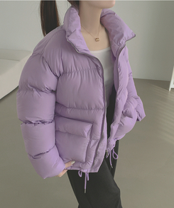 하이넥 빅포켓 고퀄리티 루즈 커플 도톰 패딩 라이트퍼플