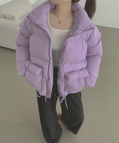 하이넥 빅포켓 고퀄리티 루즈 커플 도톰 패딩 라이트퍼플