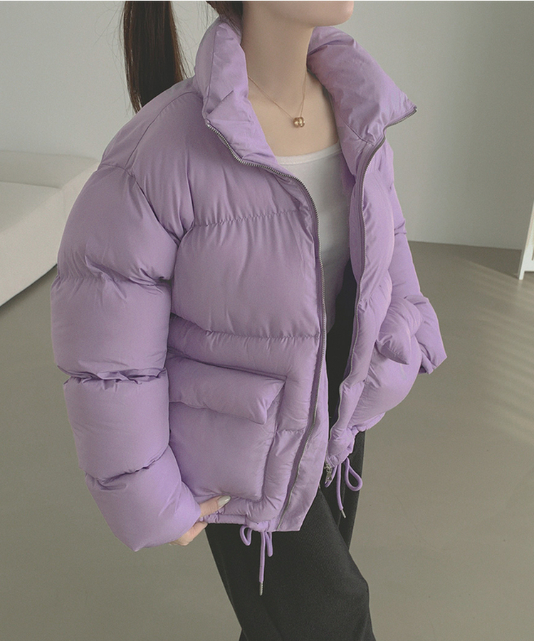 하이넥 빅포켓 고퀄리티 루즈 커플 도톰 패딩 라이트퍼플