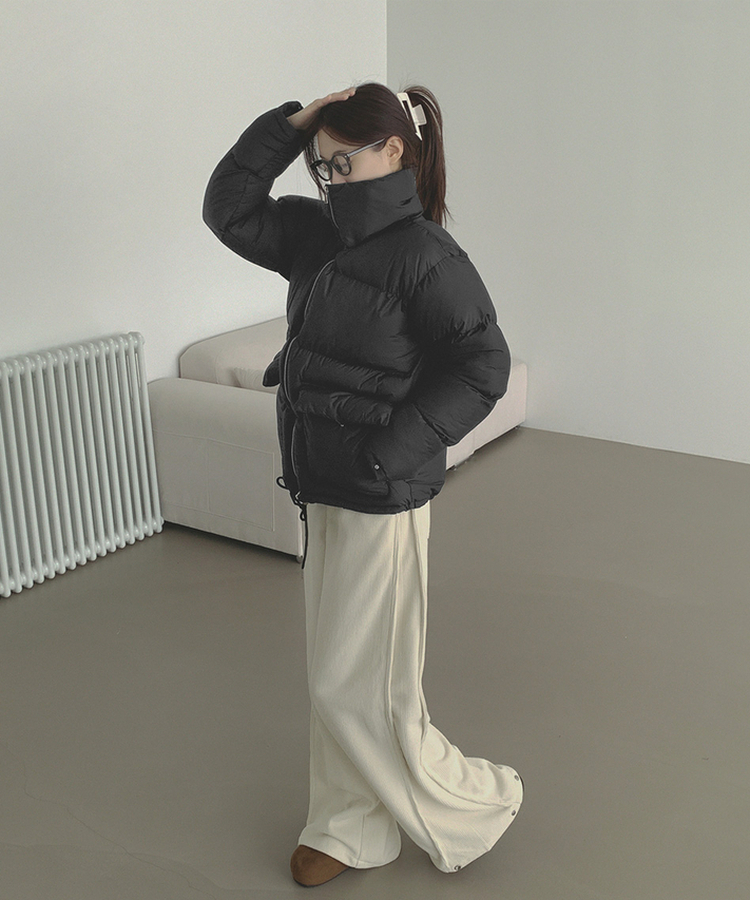 하이넥 빅포켓 고퀄리티 루즈 커플 도톰 패딩 블랙