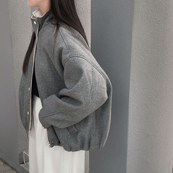 패딩 대신 입는 따뜻한 자켓프리미엄 하이넥 골지 넥라인 모직 아방핏 윈터 자켓 점퍼 그레이