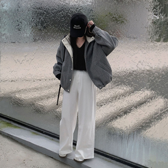 패딩 대신 입는 따뜻한 자켓프리미엄 하이넥 골지 넥라인 모직 아방핏 윈터 자켓 점퍼 그레이