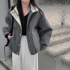 패딩 대신 입는 따뜻한 자켓프리미엄 하이넥 골지 넥라인 모직 아방핏 윈터 자켓 점퍼 그레이