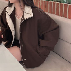 패딩 대신 입는 따뜻한 자켓프리미엄 하이넥 골지 넥라인 모직 아방핏 윈터 자켓 점퍼 브라운