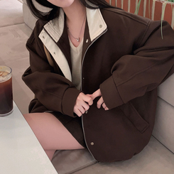 패딩 대신 입는 따뜻한 자켓프리미엄 하이넥 골지 넥라인 모직 아방핏 윈터 자켓 점퍼 브라운