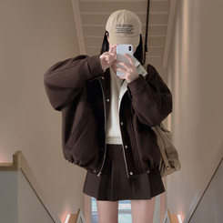 패딩 대신 입는 따뜻한 자켓프리미엄 하이넥 골지 넥라인 모직 아방핏 윈터 자켓 점퍼 브라운