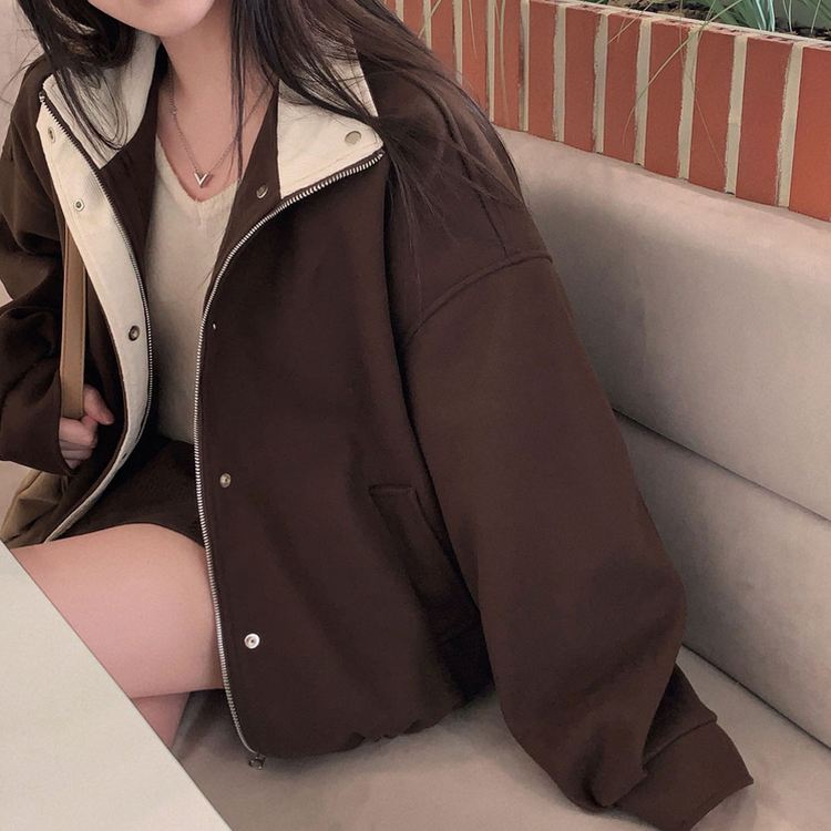 패딩 대신 입는 따뜻한 자켓프리미엄 하이넥 골지 넥라인 모직 아방핏 윈터 자켓 점퍼 브라운