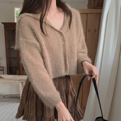 에겐녀 프리패스 솔잎 여리핏 세라 크롭 버튼 가디건 베이지