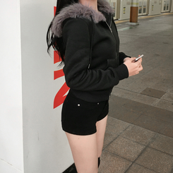 보나 절개 리벳 스판 3부 숏팬츠 블랙