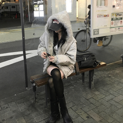 로벨 버클 바이크 하프 미들 통굽 부츠 블랙