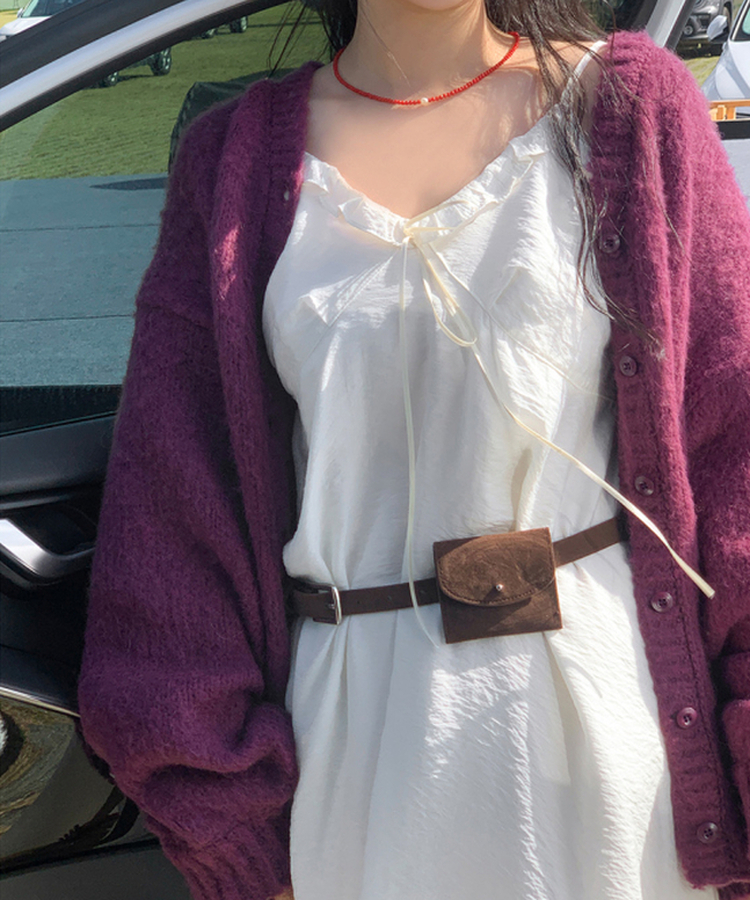 ミニスエードベルトバッグ BROWN