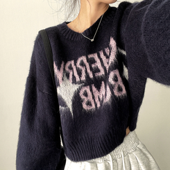 チェリークロップブラシニット NAVY