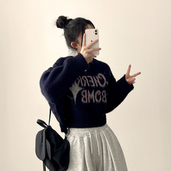 チェリークロップブラシニット NAVY