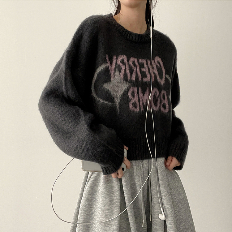 チェリークロップブラシニット CHARCOAL