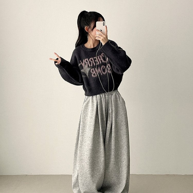 チェリークロップブラシニット CHARCOAL