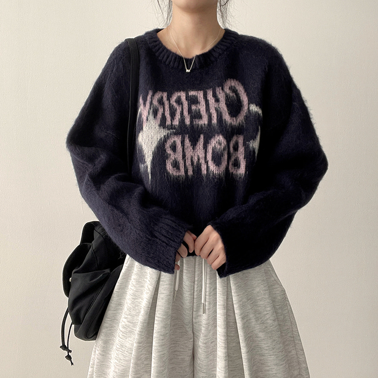 チェリークロップブラシニット NAVY