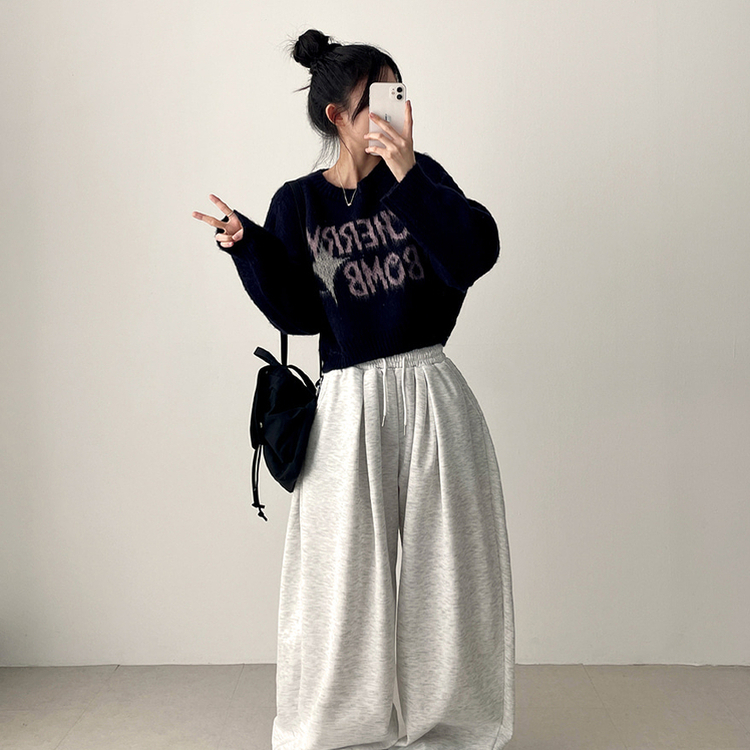 チェリークロップブラシニット NAVY