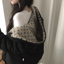 스노우볼 후리스 뽀글이 양털 도트 배색 리버시블 양면 후드 오버핏 패딩 점퍼 베이지