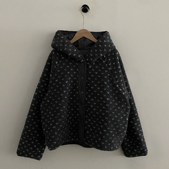 스노우볼 후리스 뽀글이 양털 도트 배색 리버시블 양면 후드 오버핏 패딩 점퍼