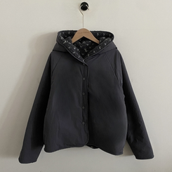 스노우볼 후리스 뽀글이 양털 도트 배색 리버시블 양면 후드 오버핏 패딩 점퍼