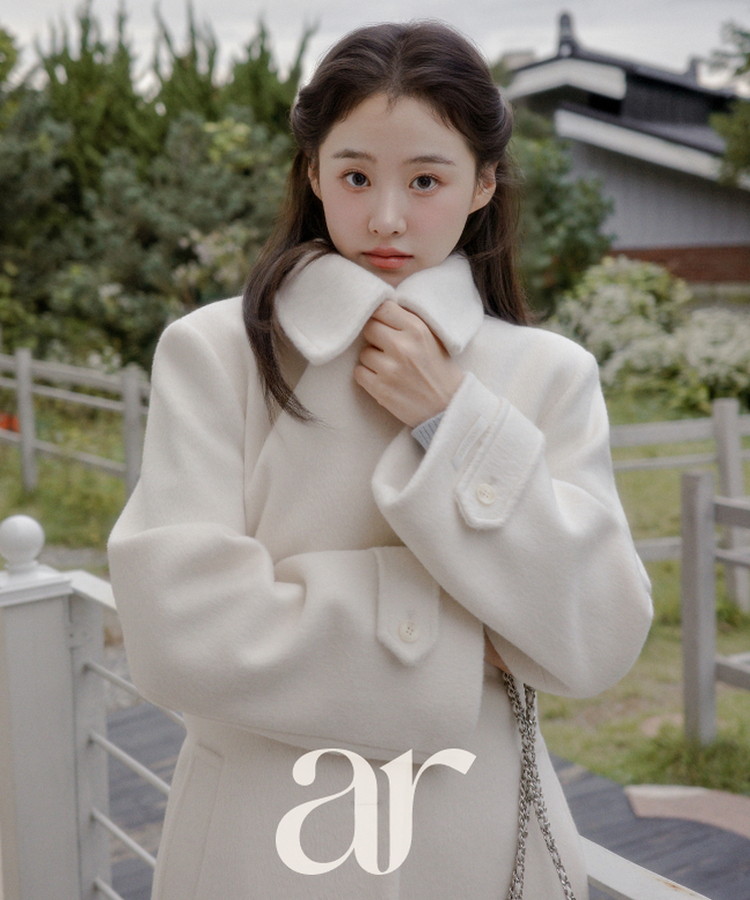 modimood ウール クロップド ジャケット マフラー アイボリー 韓国