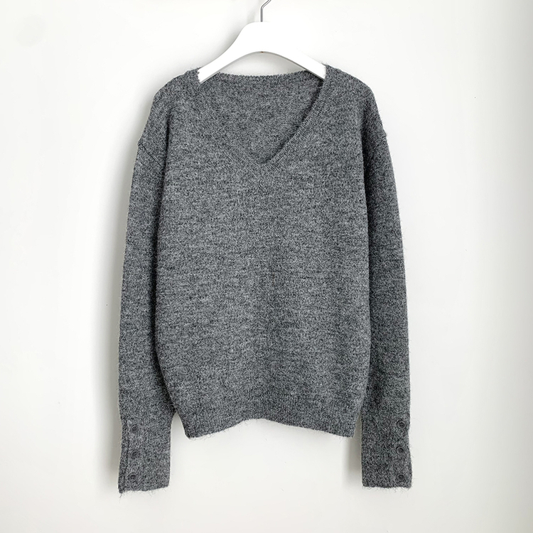 울함유 폭닥 포근 브이넥 소매단추 루즈핏 브이넥 워머 겨울 울니트