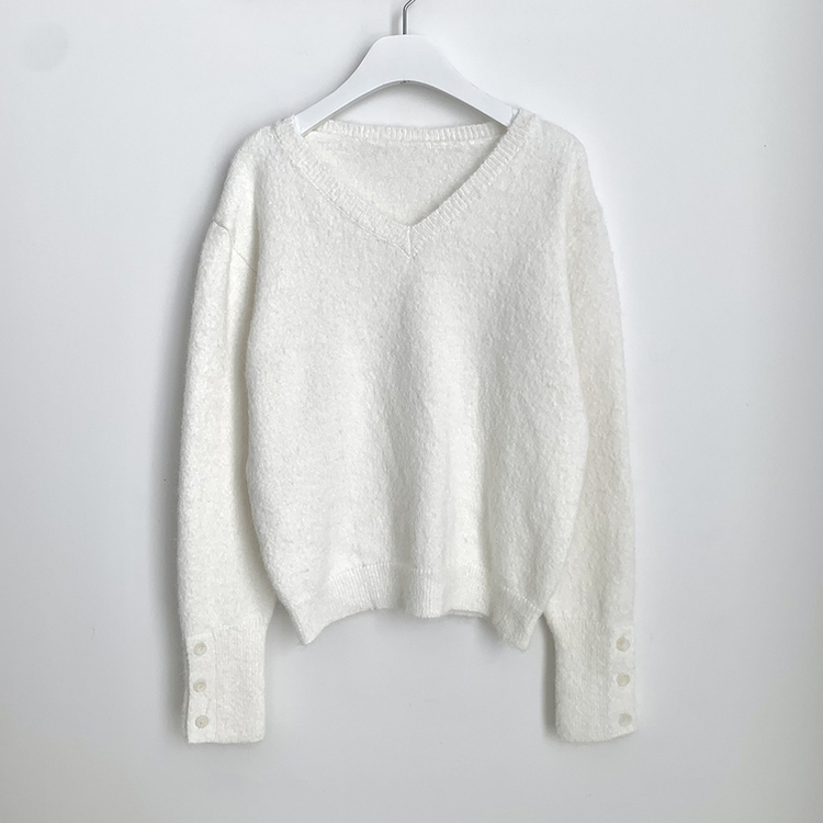 울함유 폭닥 포근 브이넥 소매단추 루즈핏 브이넥 워머 겨울 울니트