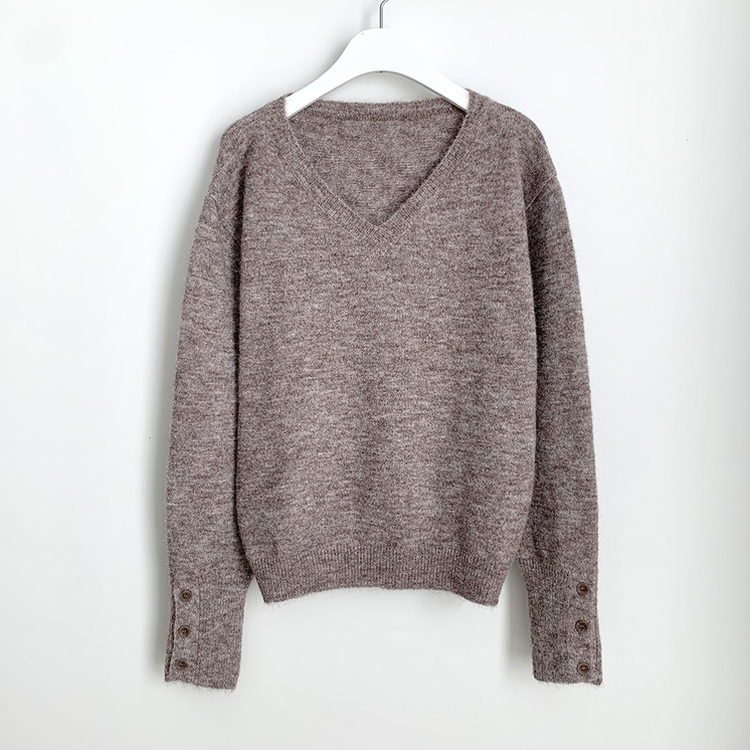 울함유 폭닥 포근 브이넥 소매단추 루즈핏 브이넥 워머 겨울 울니트