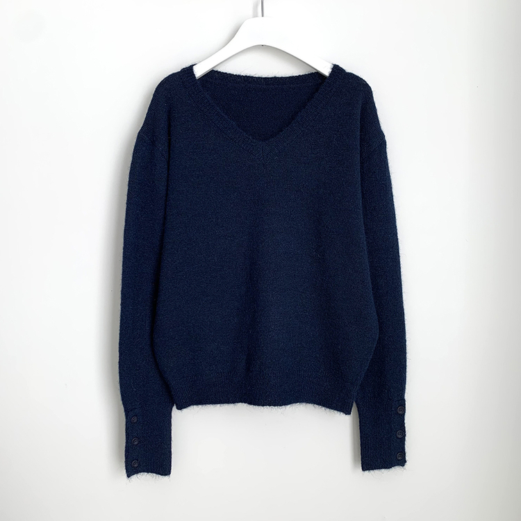 울함유 폭닥 포근 브이넥 소매단추 루즈핏 브이넥 워머 겨울 울니트