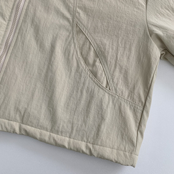 체크배색 양털 퍼후리스 누빔 퀄팅 오버핏 스트링 겨울점퍼 후드패딩 숏야상 자켓