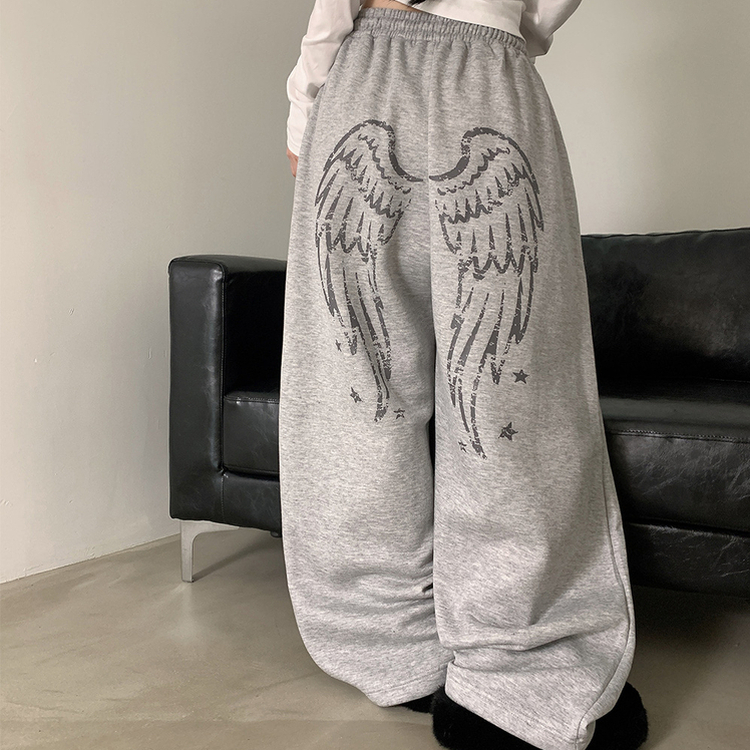 엔디 벌룬핏 엔젤 기모 와이드 트레이닝 팬츠  그레이