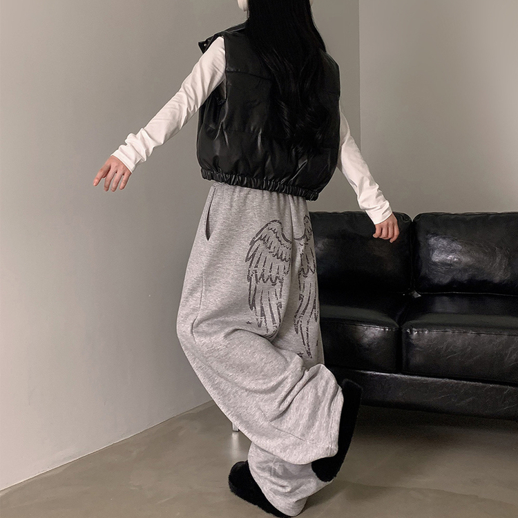 엔디 벌룬핏 엔젤 기모 와이드 트레이닝 팬츠  그레이