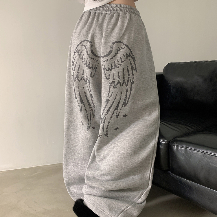 엔디 벌룬핏 엔젤 기모 와이드 트레이닝 팬츠  그레이