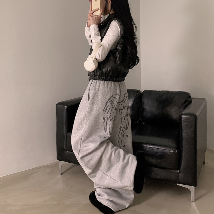 엔디 벌룬핏 엔젤 기모 와이드 트레이닝 팬츠  그레이