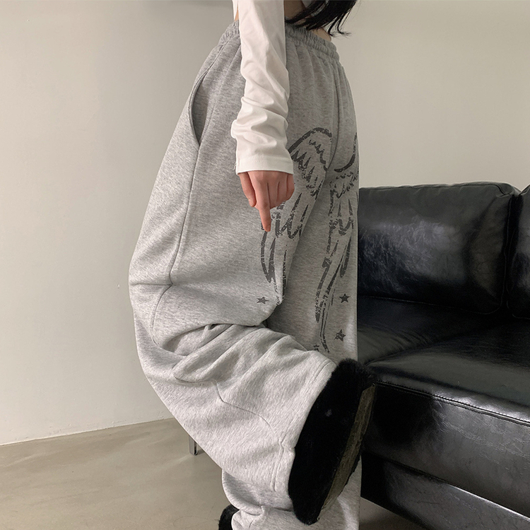 엔디 벌룬핏 엔젤 기모 와이드 트레이닝 팬츠  그레이