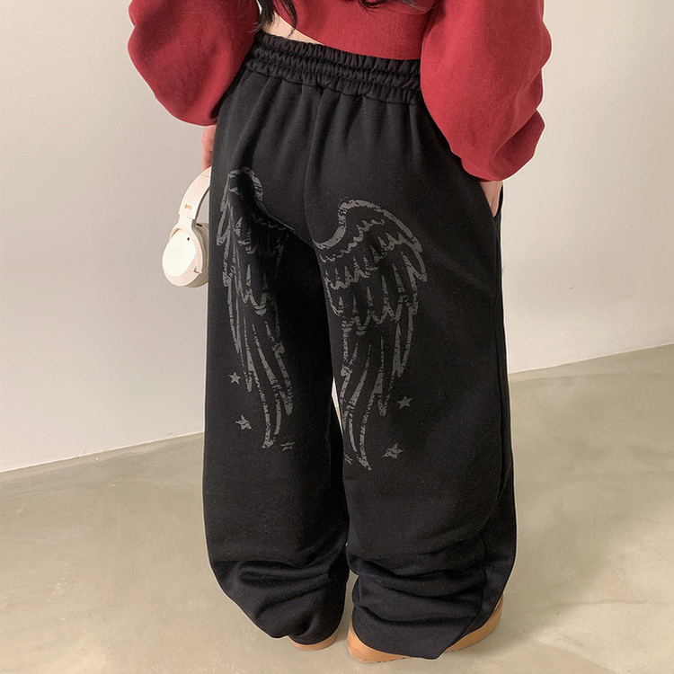 엔디 벌룬핏 엔젤 기모 와이드 트레이닝 팬츠  블랙