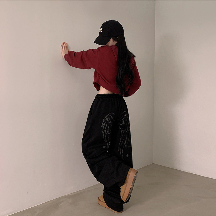 엔디 벌룬핏 엔젤 기모 와이드 트레이닝 팬츠  블랙